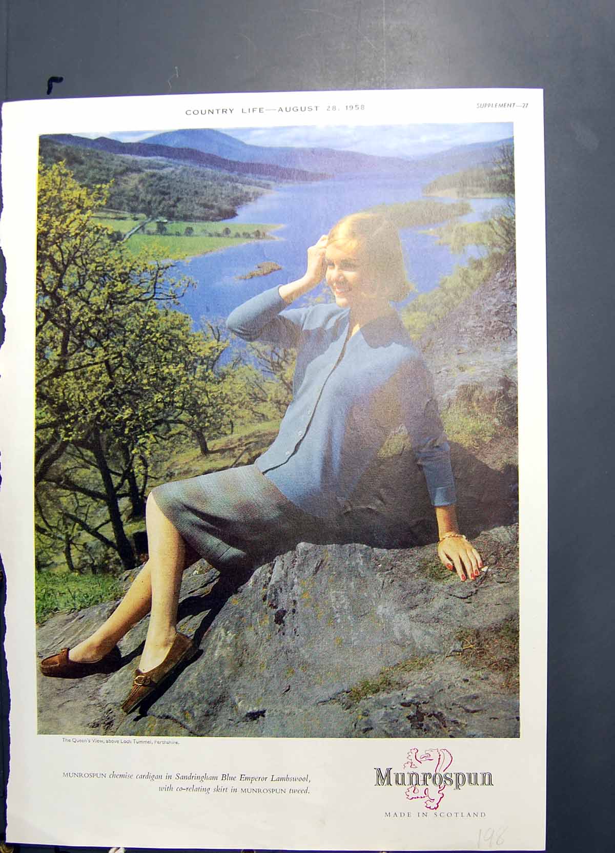 Old Print Munrospun Chemise Cardigan Lambswool Guinness Guide Steak 1958 20th