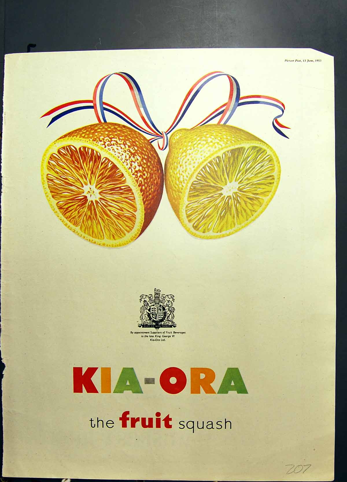 Original Old Vintage Print Kia Ora Fruit Squash Persil Washes Whiter 1953 20th