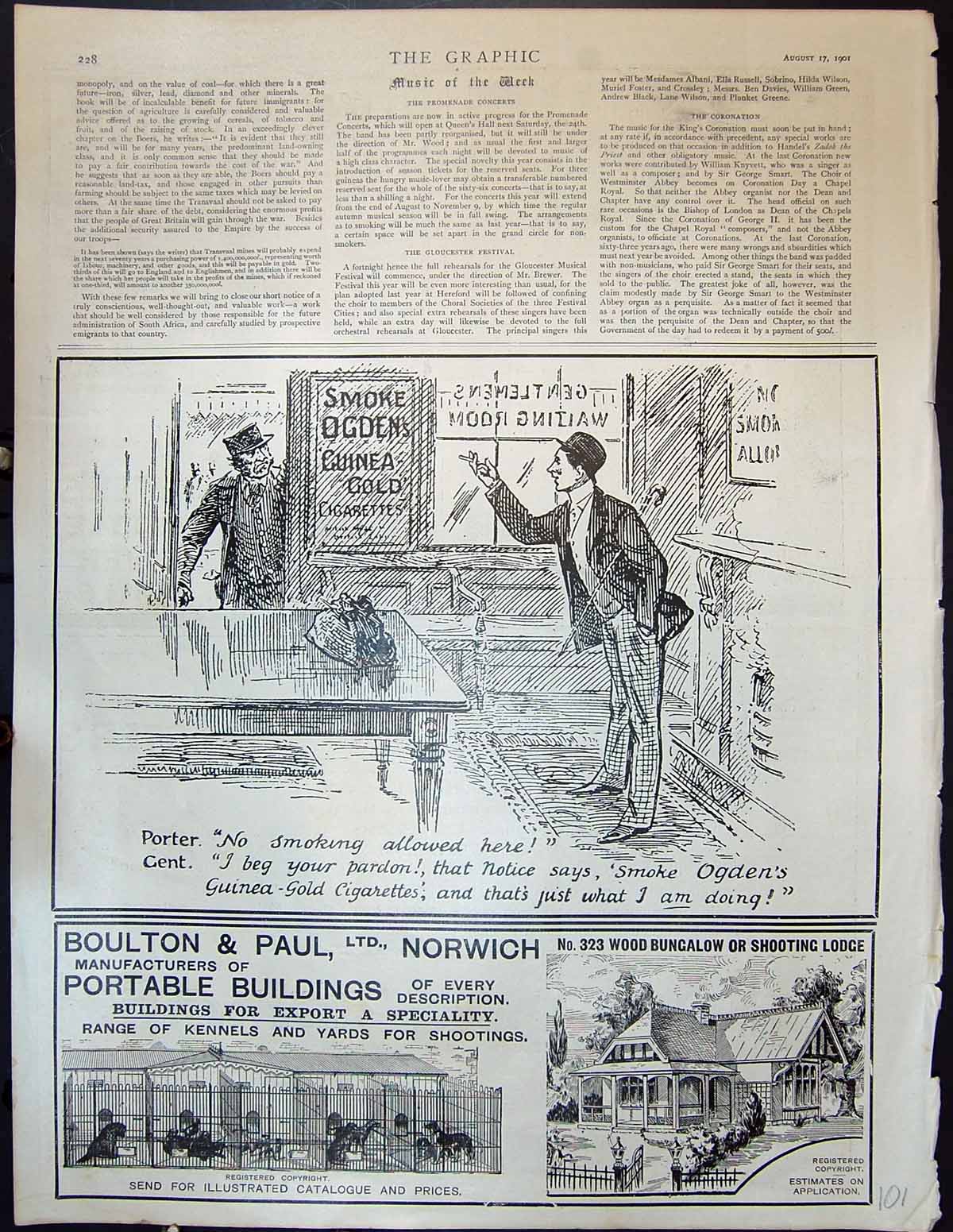 Antique Old Print 1901 Advertisement Ogdens Guinea GCigarettes Boulton Paul