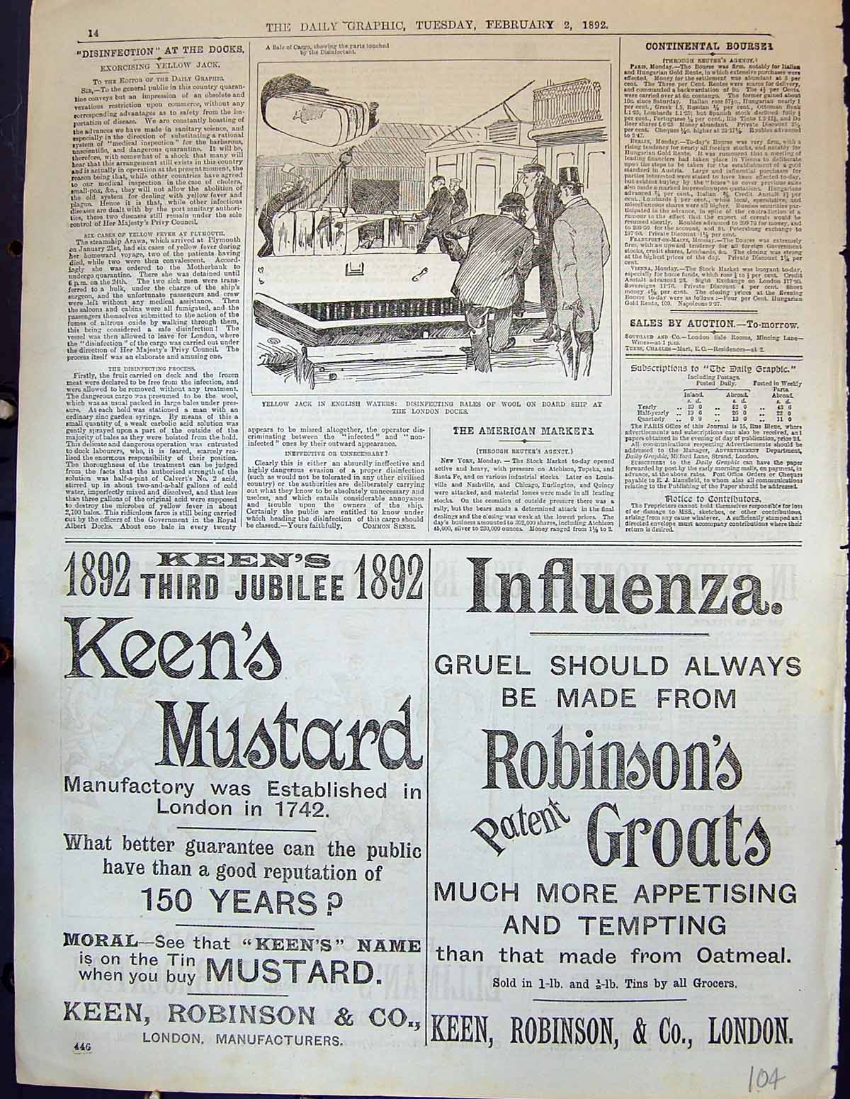 Old 1892 Disinfecting Bales Wool Ship London Docks Keen'S Robinson Gr Victorian