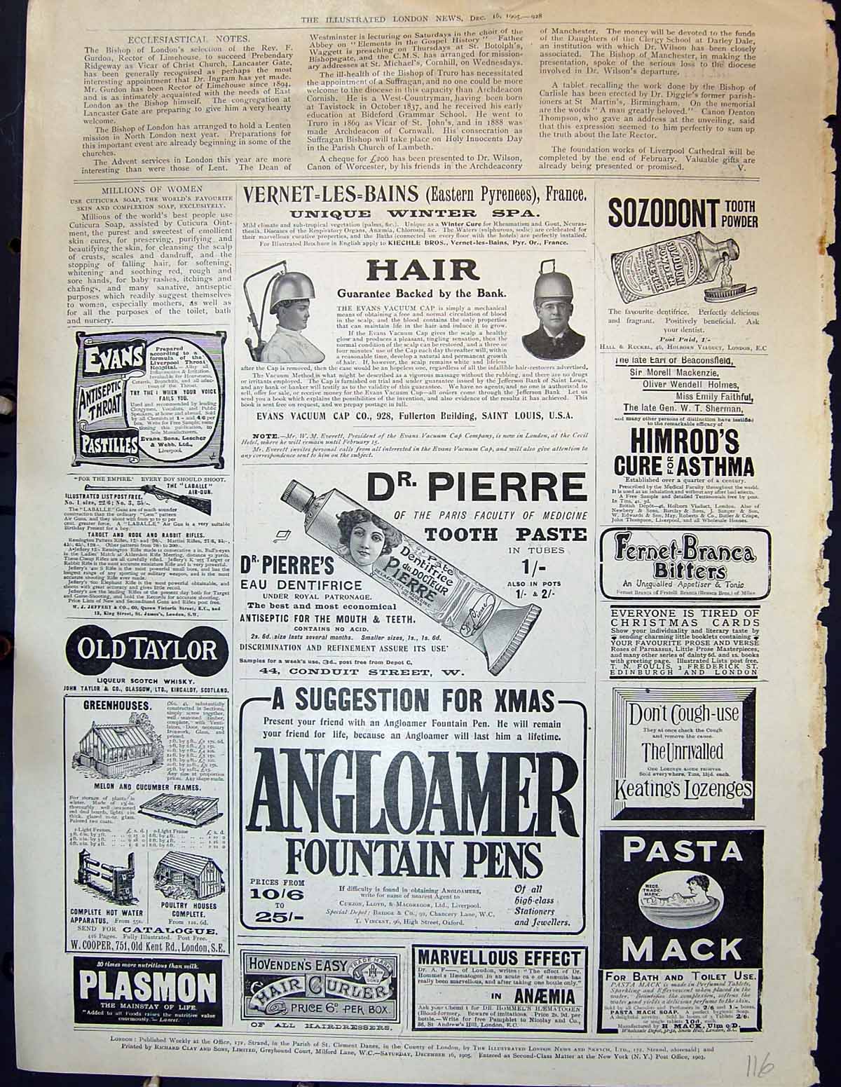 Old 1905 Evans Vacuum Cap Pierre Tooth Paste Mack Angloamer Pens Plas 20th