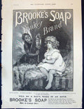 Old Print 1890 Advertisement Brooke'S Monkey Brand Soap Young Girl Mirror 19th