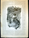 Original Old Antique Print 1905 Mountains Scene House Man Gun Wife 20th Century