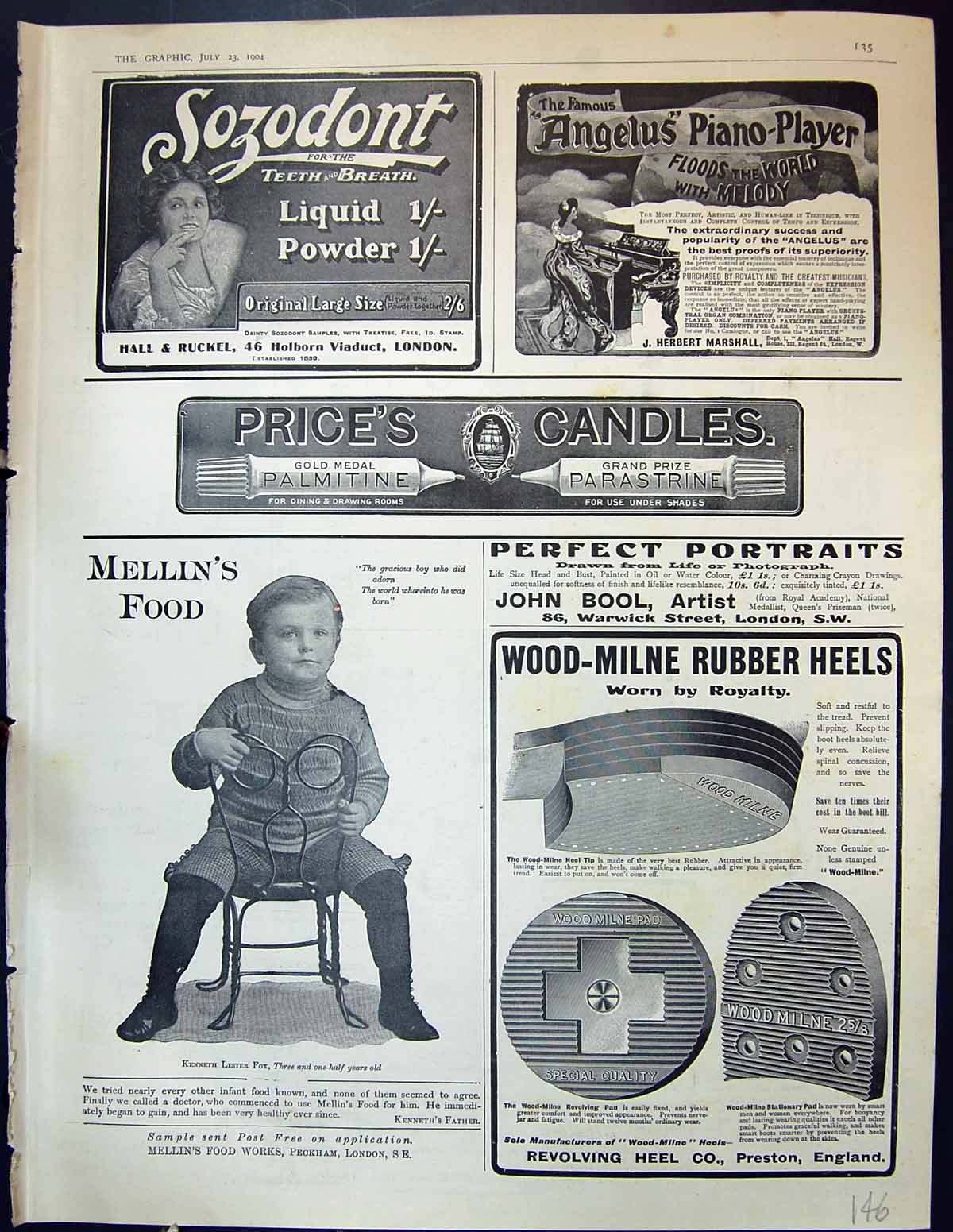 Old 1904 Sozodont Liquid Powder Price Candles Mellin'S Food Woodmilne 20th