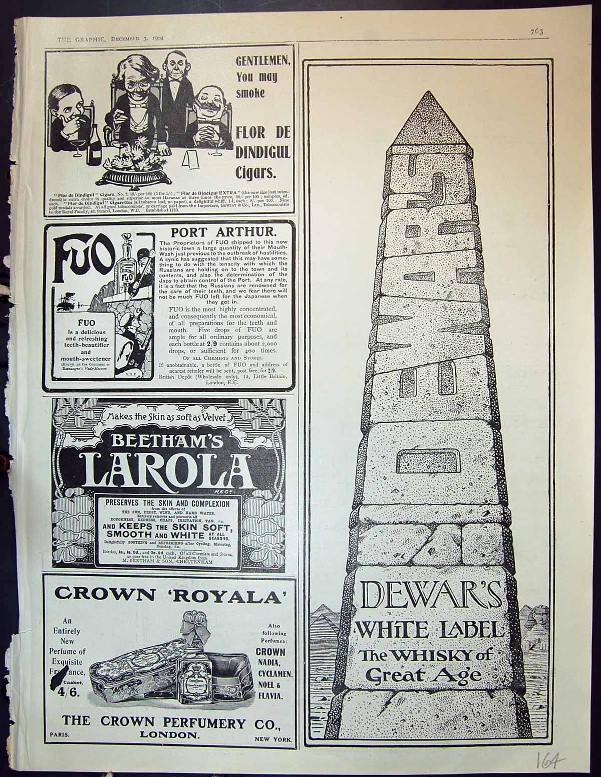 Old 1904 Dewars White Label Whisky Crown Royala Beethams Larola Fuo F 20th
