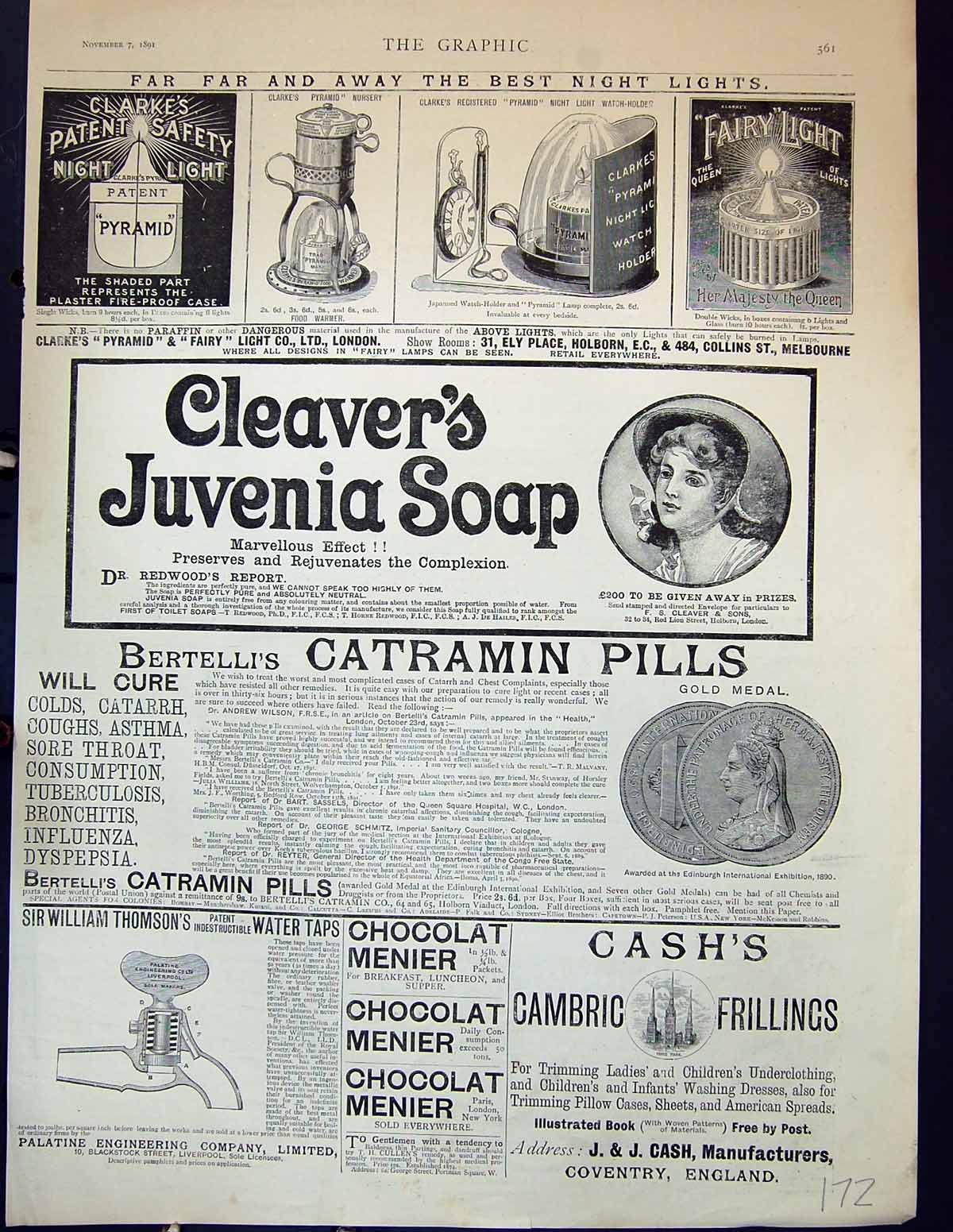 Old Clarke'S Night Light Cleavers Soap Catramin Pills Cash Thomson Wa