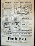 Antique Old Print 1891 Ellimans Embrocation Slough Sport Dogs Vinolia Soap 19th