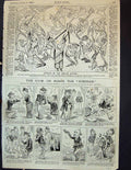 Old Antique Print 1885 Grouse Season Hunting G.O.M. Sunbeam Ship Comedy 19th