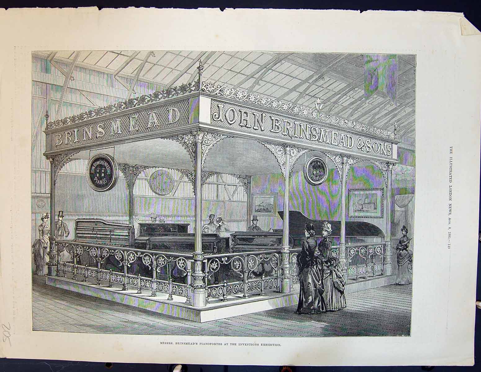 Antique Old Print 1885 John Brinsmead Pianortes Inventions Exhibition Ref.2