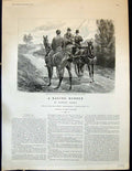 Old Antique Print 1894 Tom Bramber Horses Cart John Charlton Illustration 19th