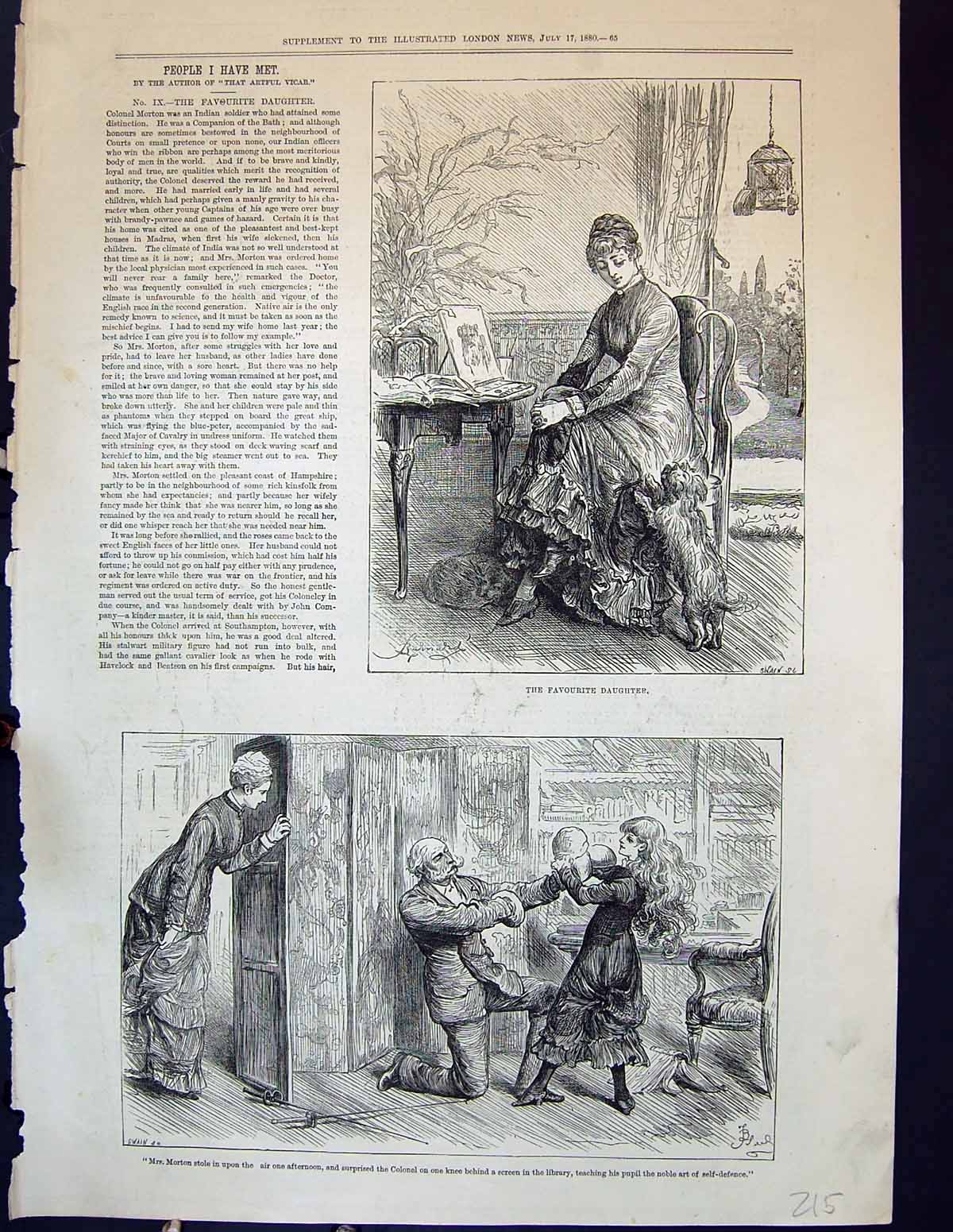 Old Favourite Daughter Morton Colonel Boxing Library Young Girl 1880 Victorian