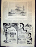 Old Print 1905 War Ship Commonwealth Harlequin Tobacco Jarrott Letts Car 20th