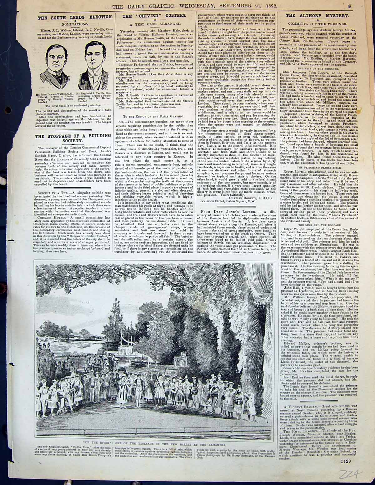 Old 1892 Tableaux Ballet Theatre Alhambra Walton Neville Conservative Victorian