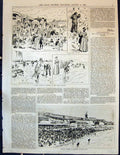 Antique Old Print 1890 Hay Tourists Ramsgate Beach Seaside Scene Sands Sea 19th