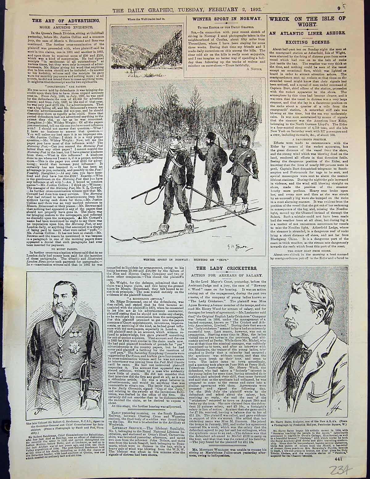 Old 1892 Winter Sport Norway Hunting Skis Harry Bates Colonel Sandema Victorian