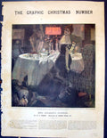 Antique Old Print 1901 Colour Illustration Man Gun Mrs Gilbert Dinner Table
