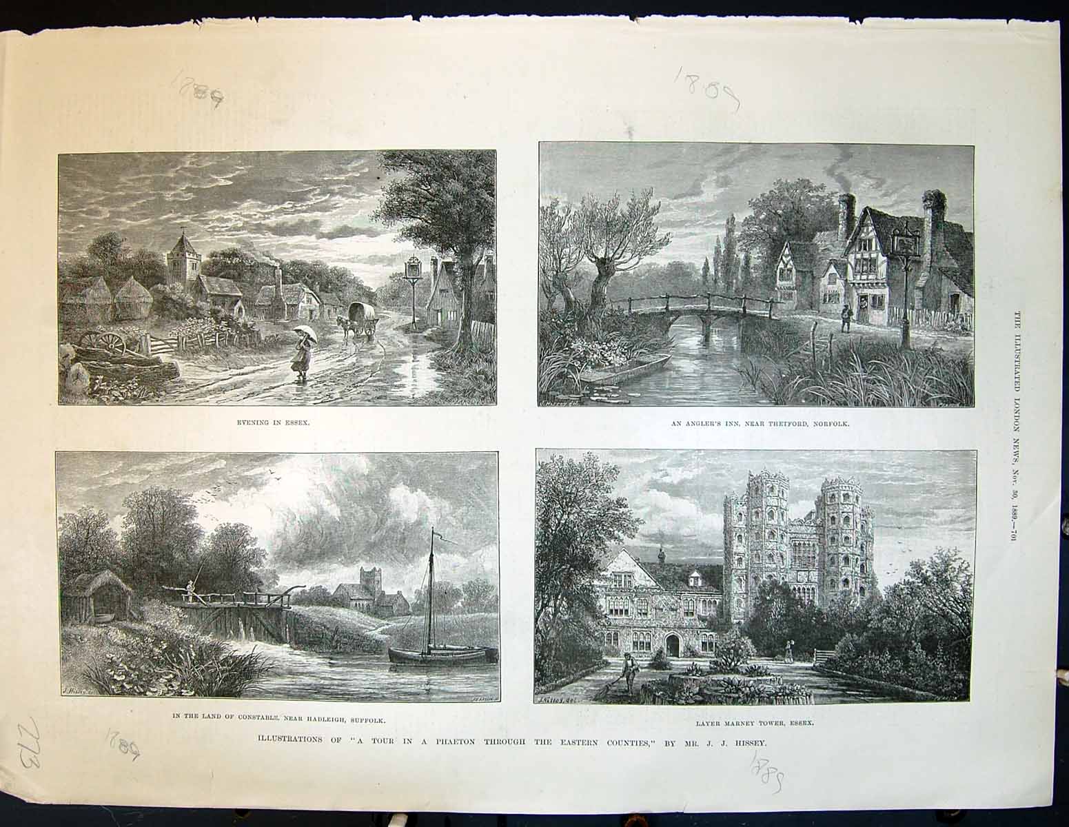 Old 1889 Essex Anglers Inn Thetford Norfolk Layer Marney Tower Hadlei Victorian