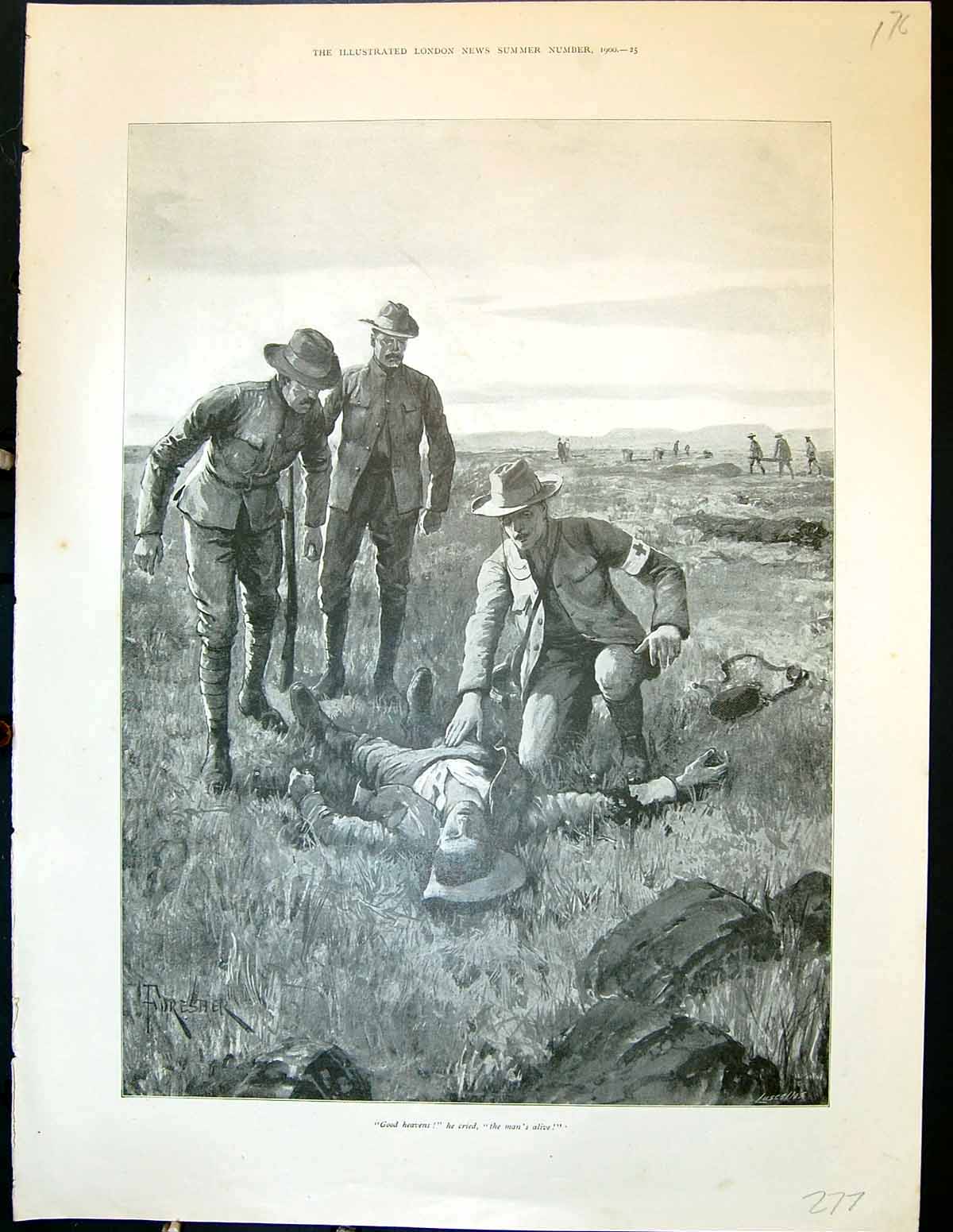 Old 1900 War Red Cross Injured Man Waterloo Train Railway Station Osb 20th