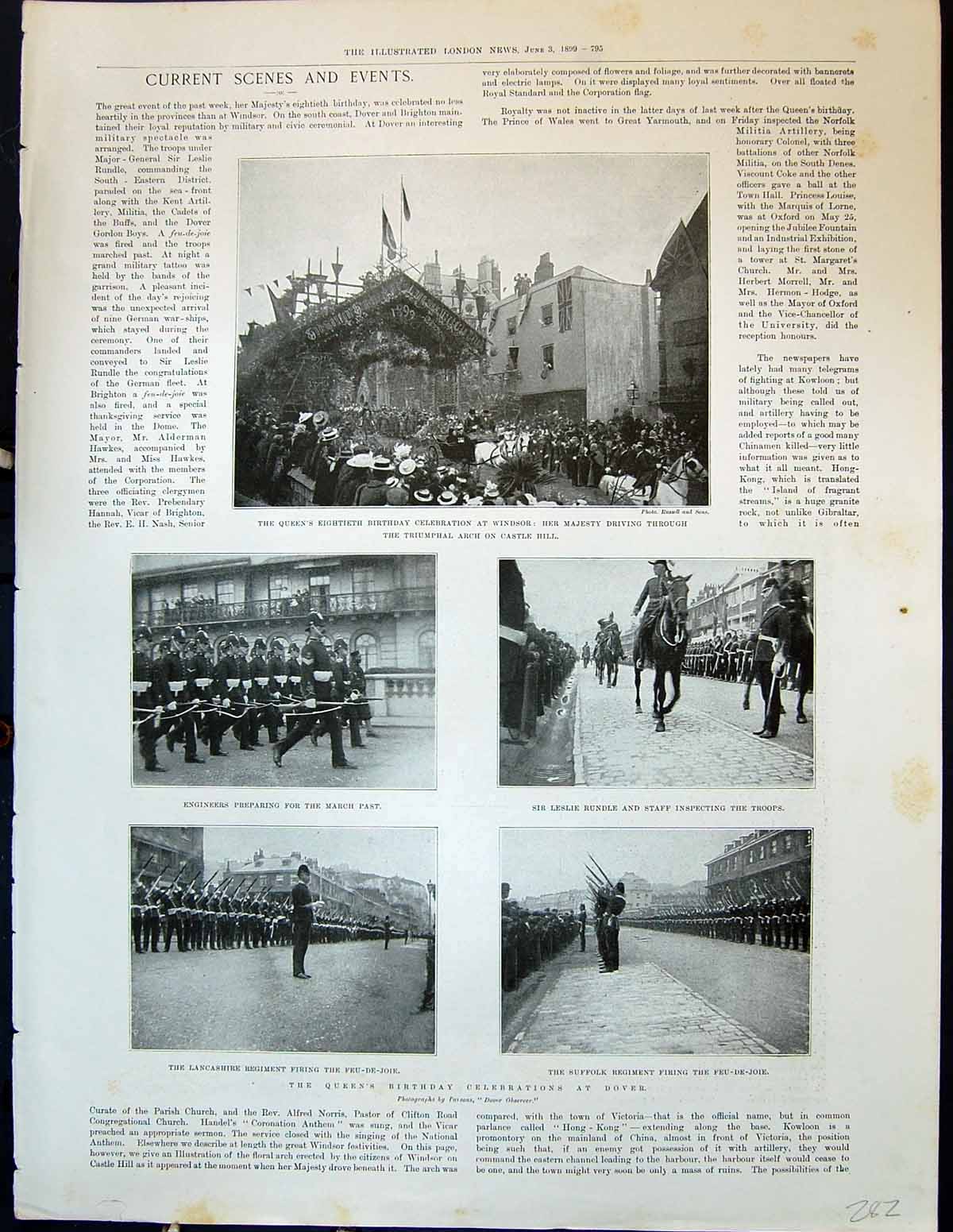 Old 1899 Queen Celebration Dover Windsor Feu-De-Joie Paris Ship Wimbl 19th