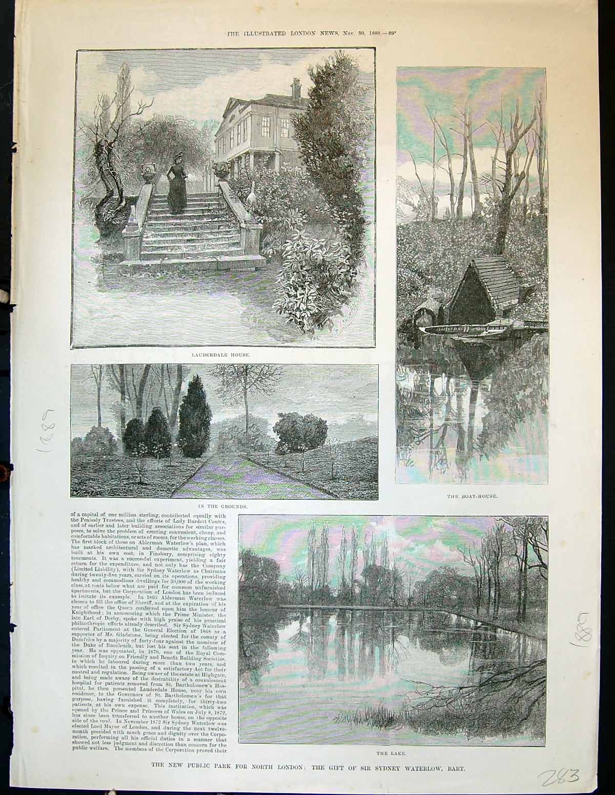 Old 1889 Public Park London Lauderdale House Waterlow Fairseat HouseVictorian