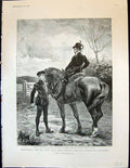Antique Print 1893 Illustration Story Montezuma Daughter Men Horse Haggard 19th
