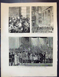 Antique Print Temple Bar London Singing Te Deum St. Paul'S Cathedral Queen