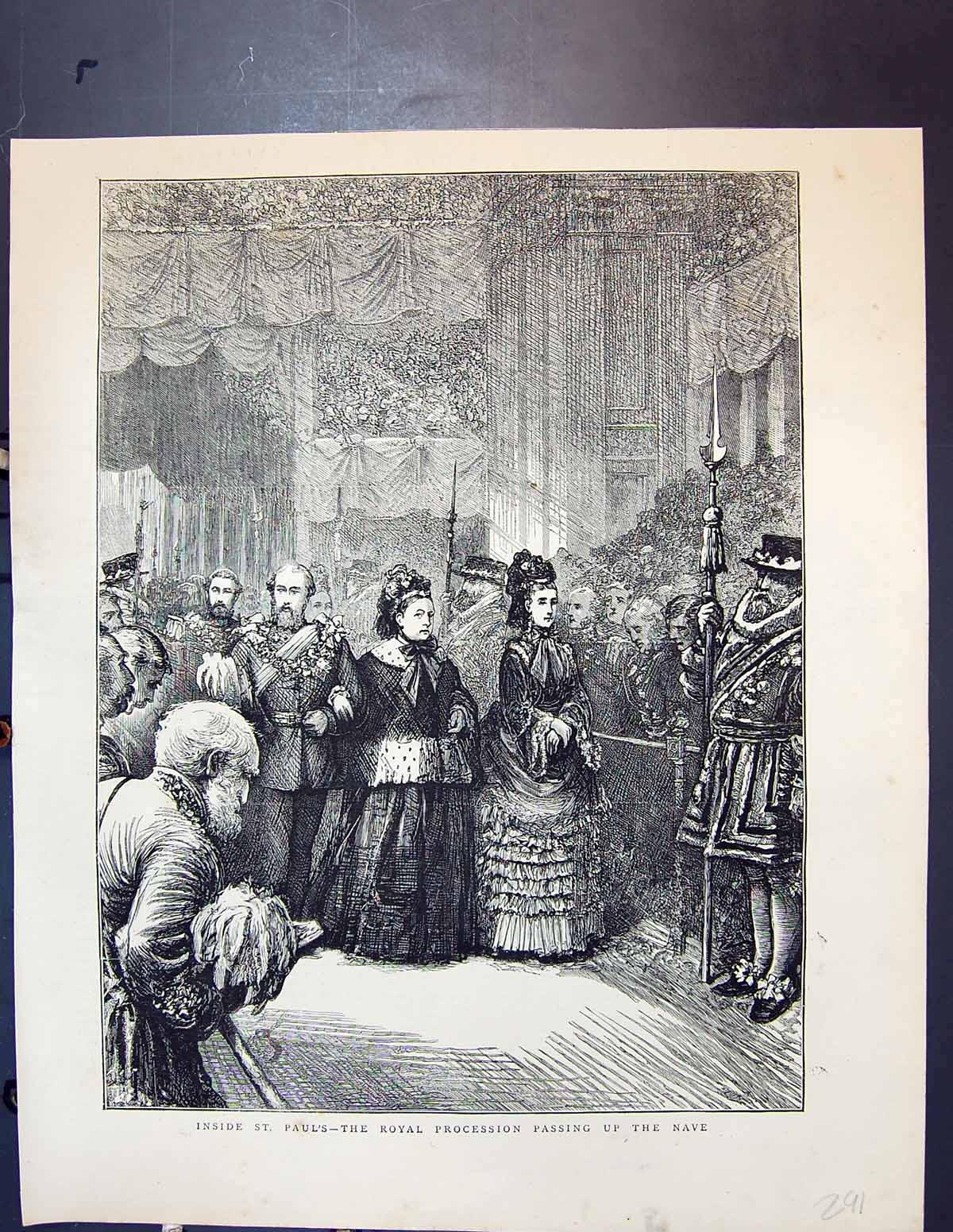 Old Queen Victoria Inside St. Paul'S Cathedral Royal Procession Nave