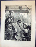 Original Old Antique Print Queen Elizabeth Royal Procession 1588