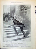 Old Print 1896 Brooke'S Monkey Brand Soap Walking Up Steps Advertisement 19th