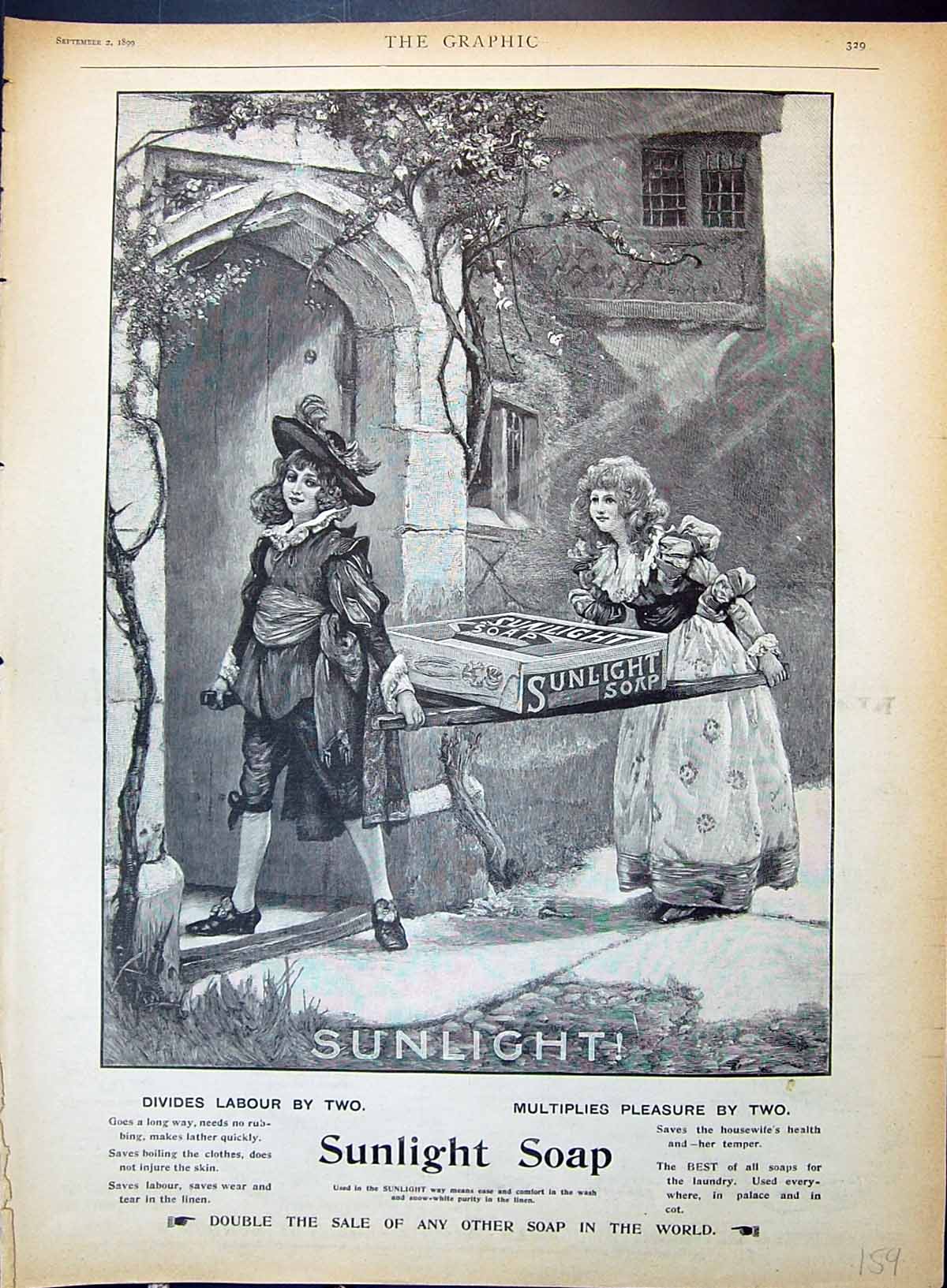 Old Sunlight Soap Lever Brothers Children Carrying Box Advertisement
