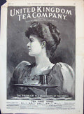 Old Print Advertisement 1894 United Kingdom Tea Company Lady Silver Tray 19th