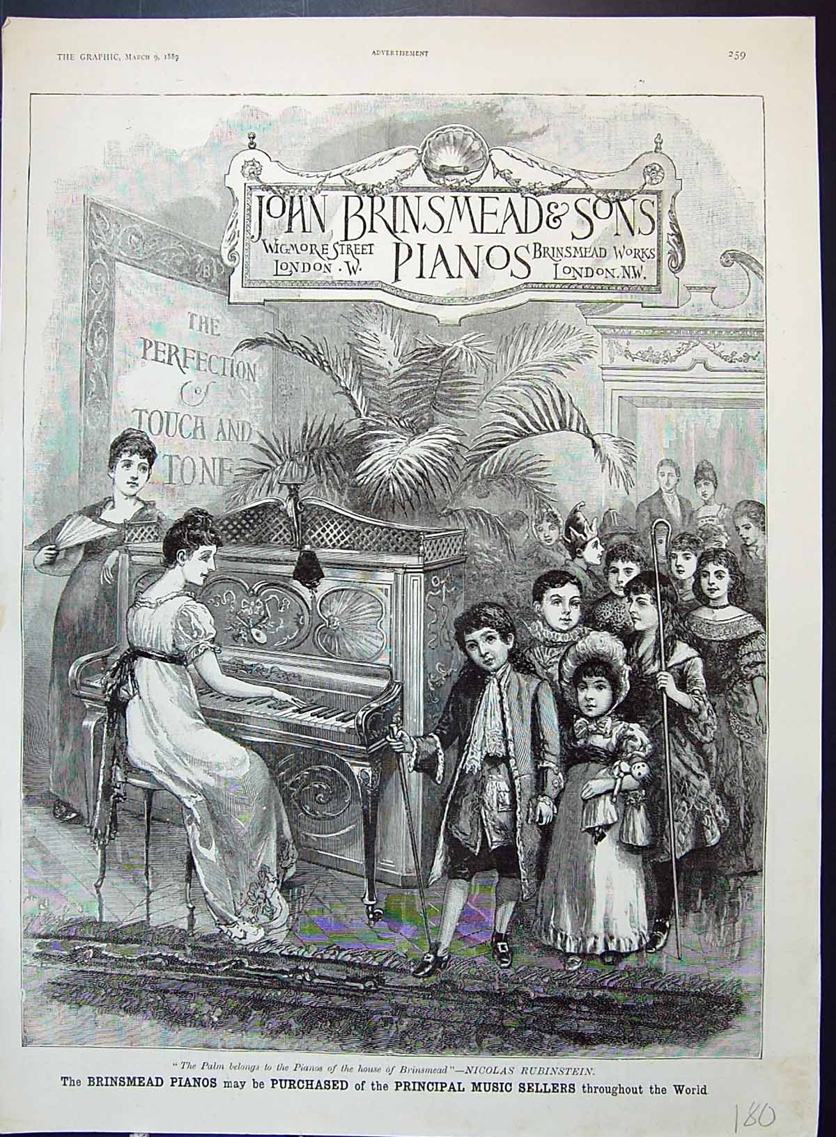 Old Advertisement 1889 John Brinsmead Sons Pianos Wigmore Street Lond Victorian