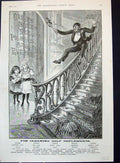 Antique Print 1891 Brooke'S Monkey Brand Soap Children Sliding Down Stairs 19th