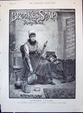 Old Print Brooke'S Monkey Brand Soap Lady Polishing Bed Pan Baby Cot 1890 19th