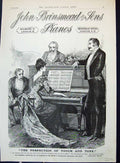 Antique Old Print 1889 John Brinsmead Sons Piano Lady Music Wigmore London 19th