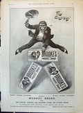 Antique Print Advertisement 1896 Brooke'S Monkey Brand Soap Leap Frog Boxes