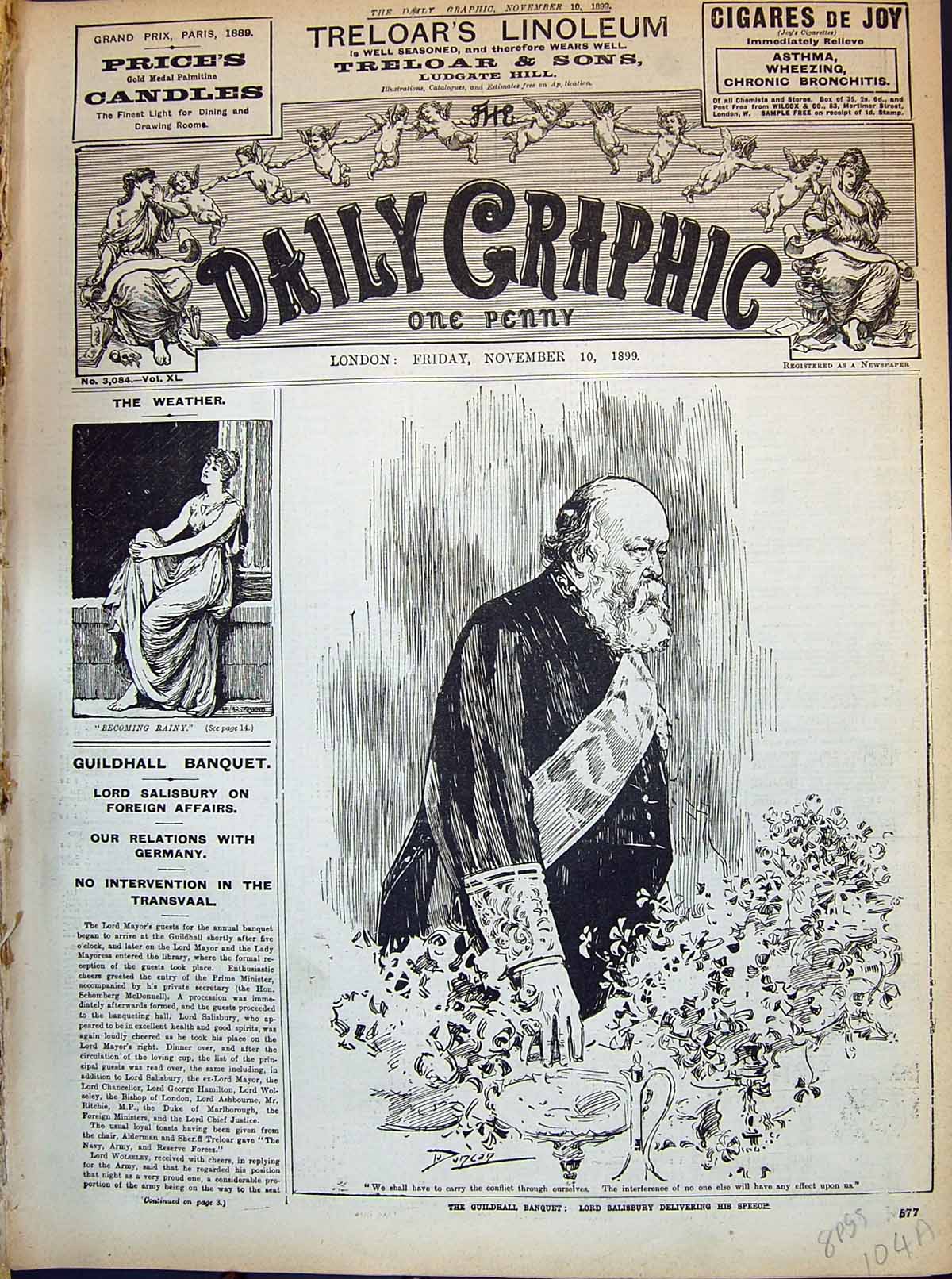 Old 1899 Guildhall Banquet Lord Salisbury Speech Ladysmith War Horses 19th