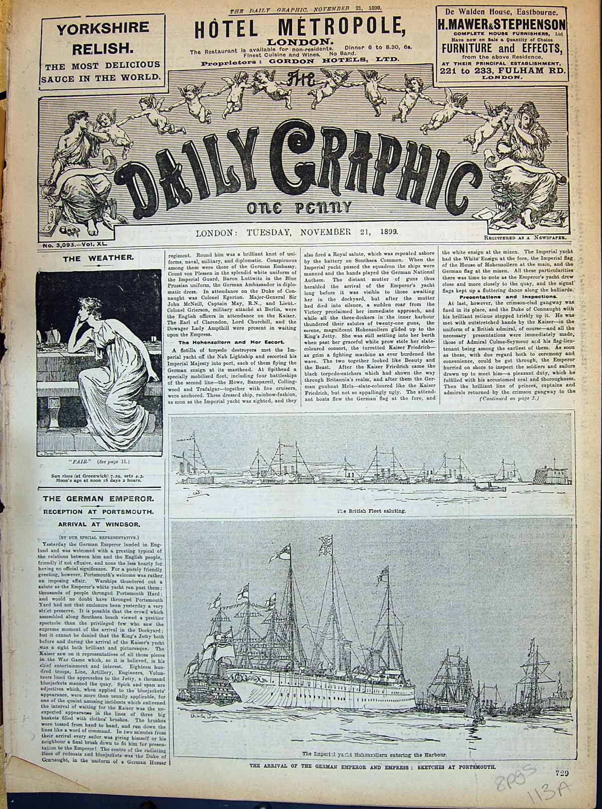 Old 1899 Imperial Yacht Hohenzollern Ships Portsmouth Prince WilliamVictorian