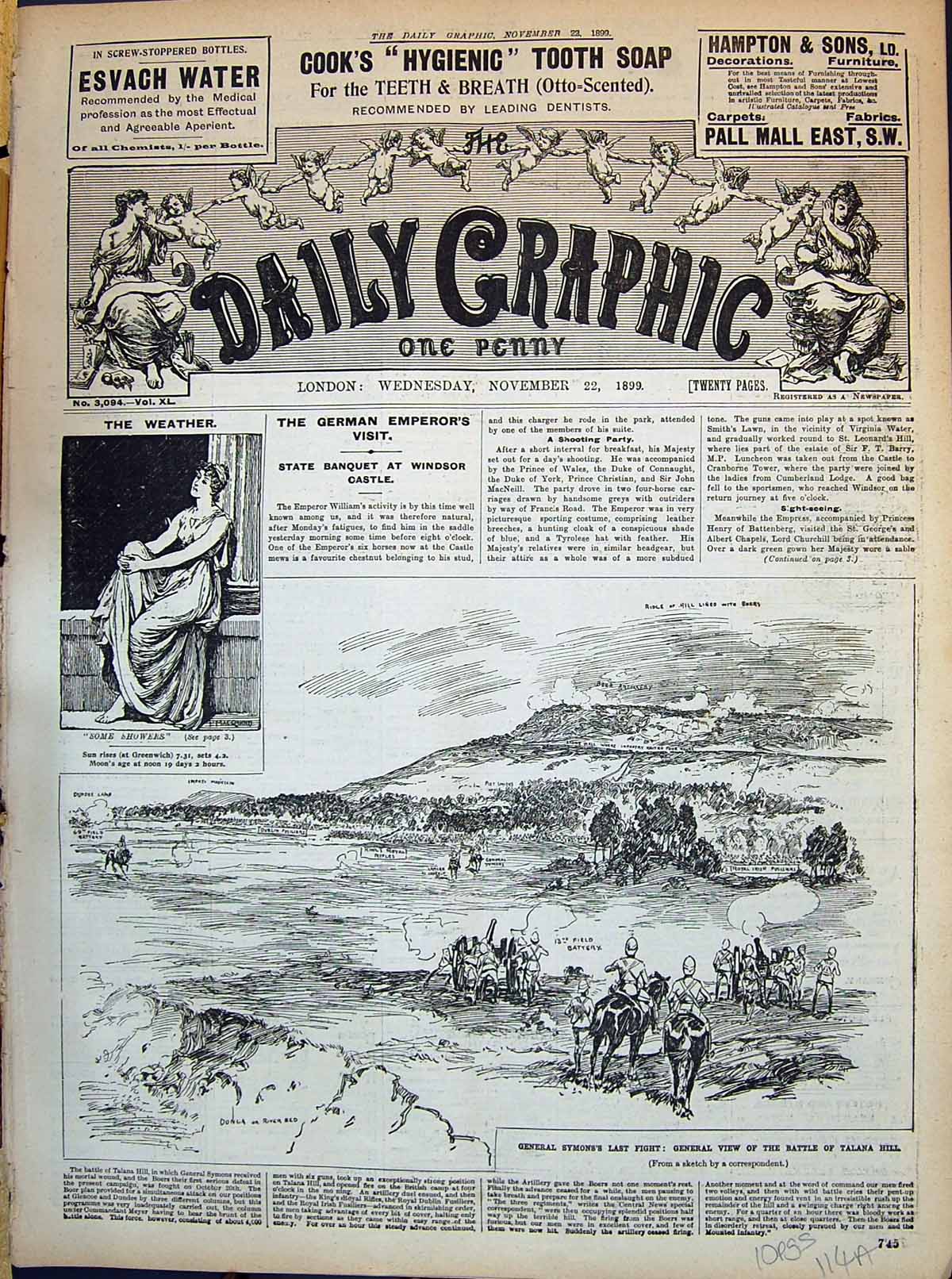 Old 1899 War General Symons Battle Talana Hill Estcourt Fort Natal Bu 19th