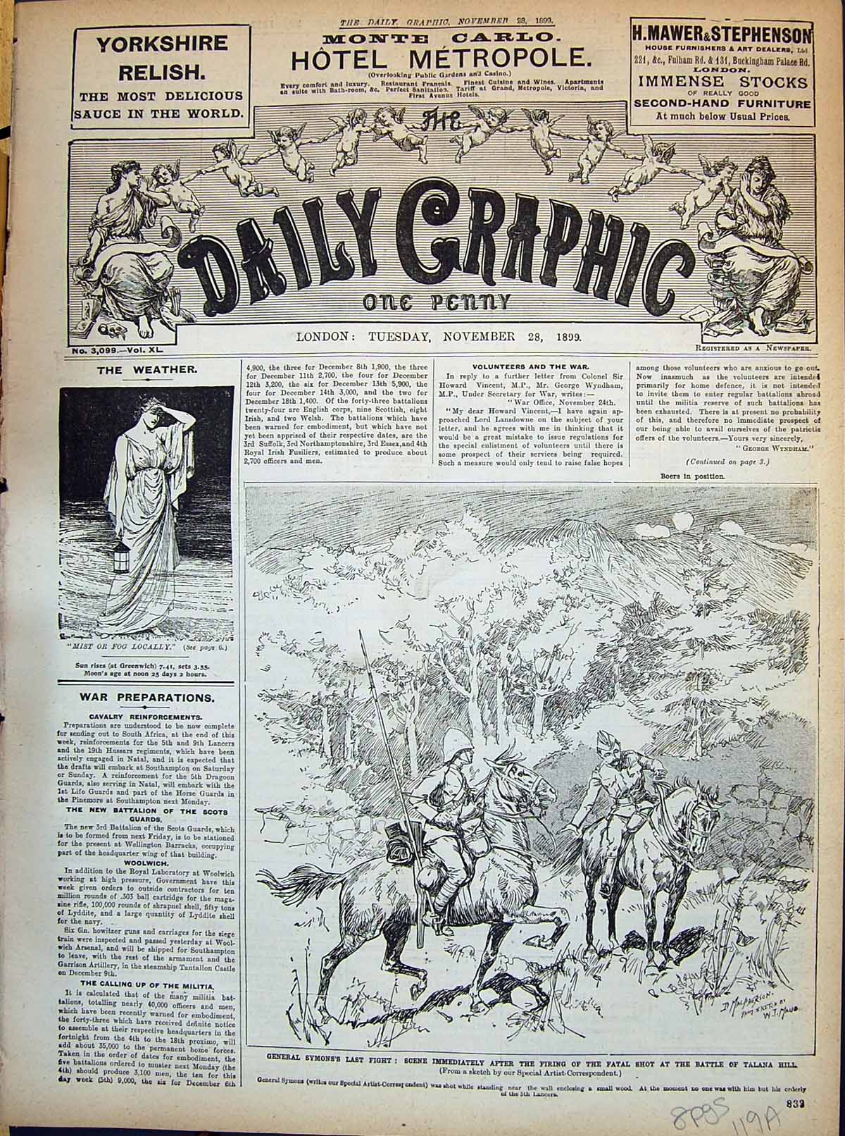 Old 1899 General Symons War Battle Talana Hill Boers Red Cross Flag P 19th