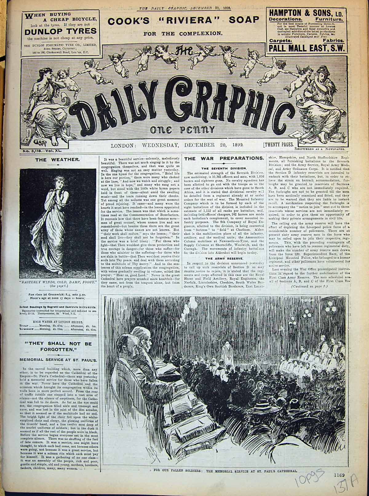 Old 1899 Memorial Service Paul'S Cathedral General Gatacre Queenstown 19th