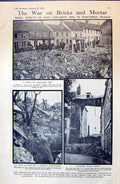 Old 1915 War British Artillery Bombing France Ruins Houses Photograph 20th
