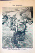 Original Old Antique Print Motorist Car Crash River Ditch Drowning Man 1915