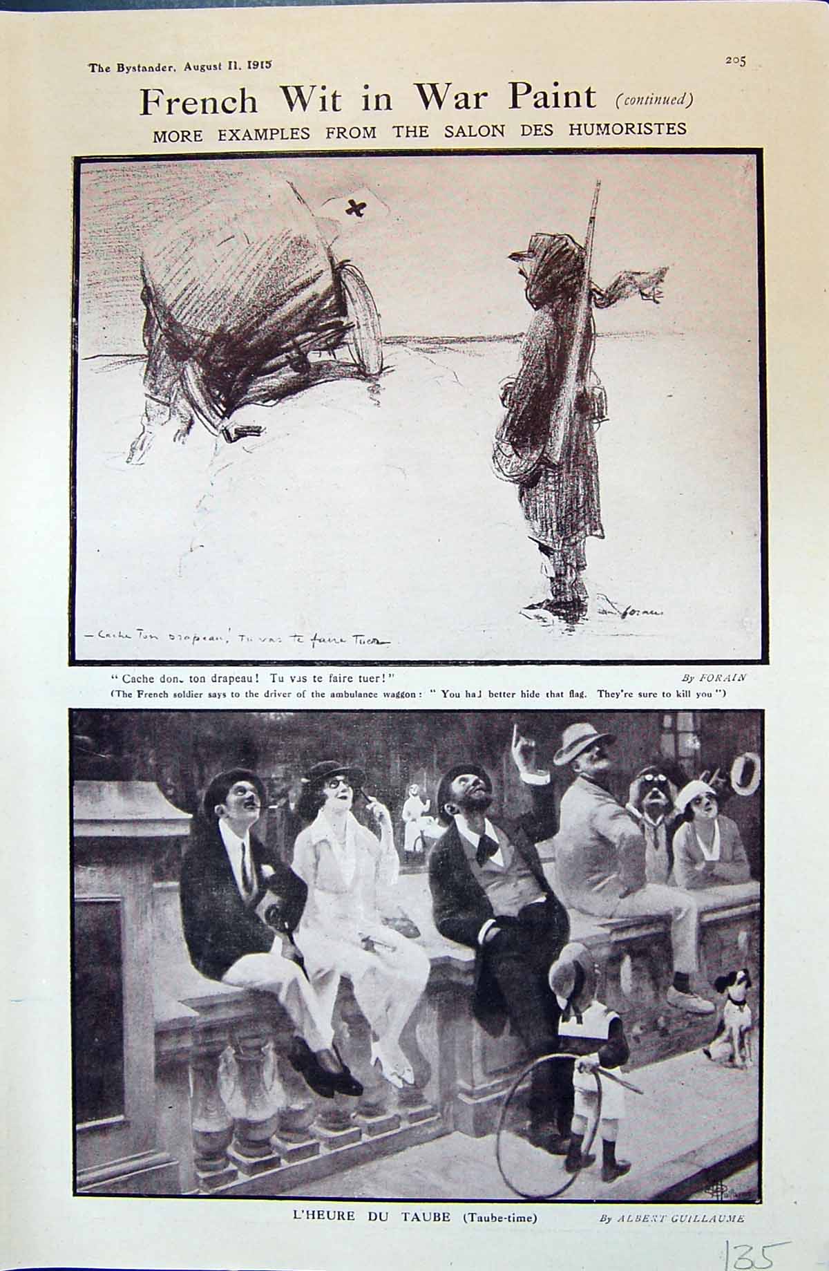 Old Print 1915 War French Siers Ambulance Waggon Salon Des Humoristes Ta 20th