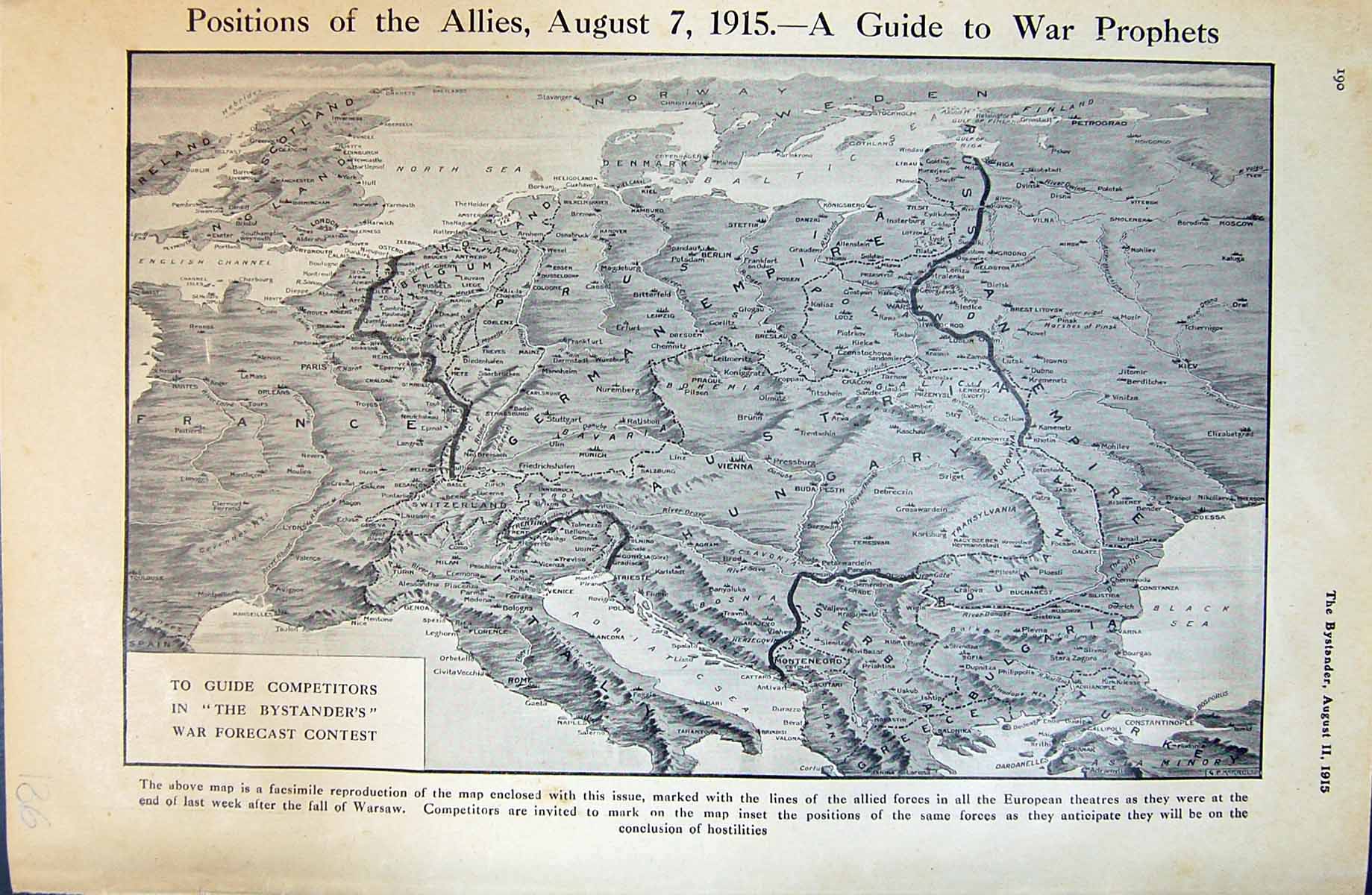 Old War Map Positions Allies France Germany Hungary Italy Europe 1915 20th