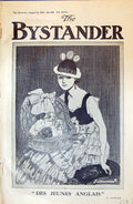 Antique Old Print 1915 Portrait Beautiful Woman Puppy Dogs Basket Blampied 20th