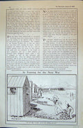Antique Print 1915 Young Boys Sailors Beach Scene Hut Throwing Stones Aunty