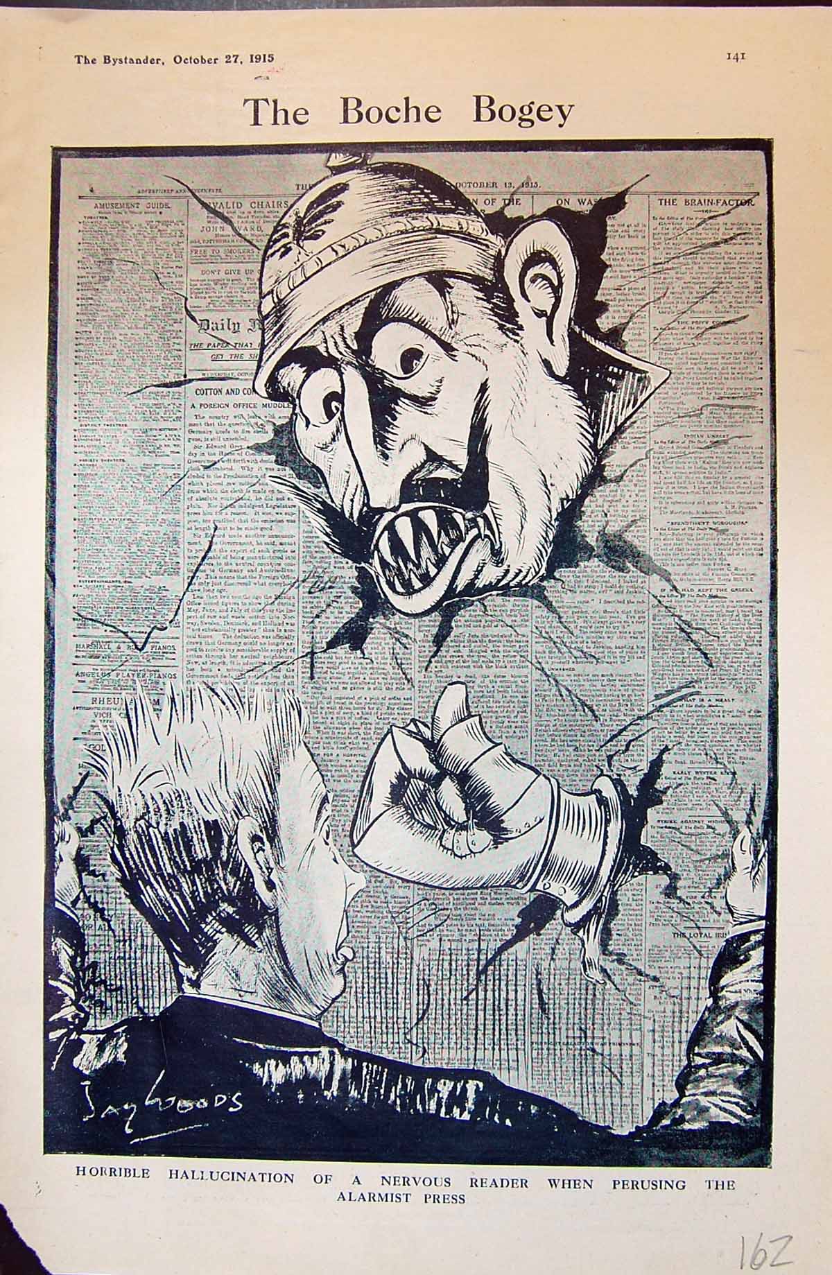 Old 1915 Hallucination Nervous Reader Newspaper Kaiser Germany War So 20th