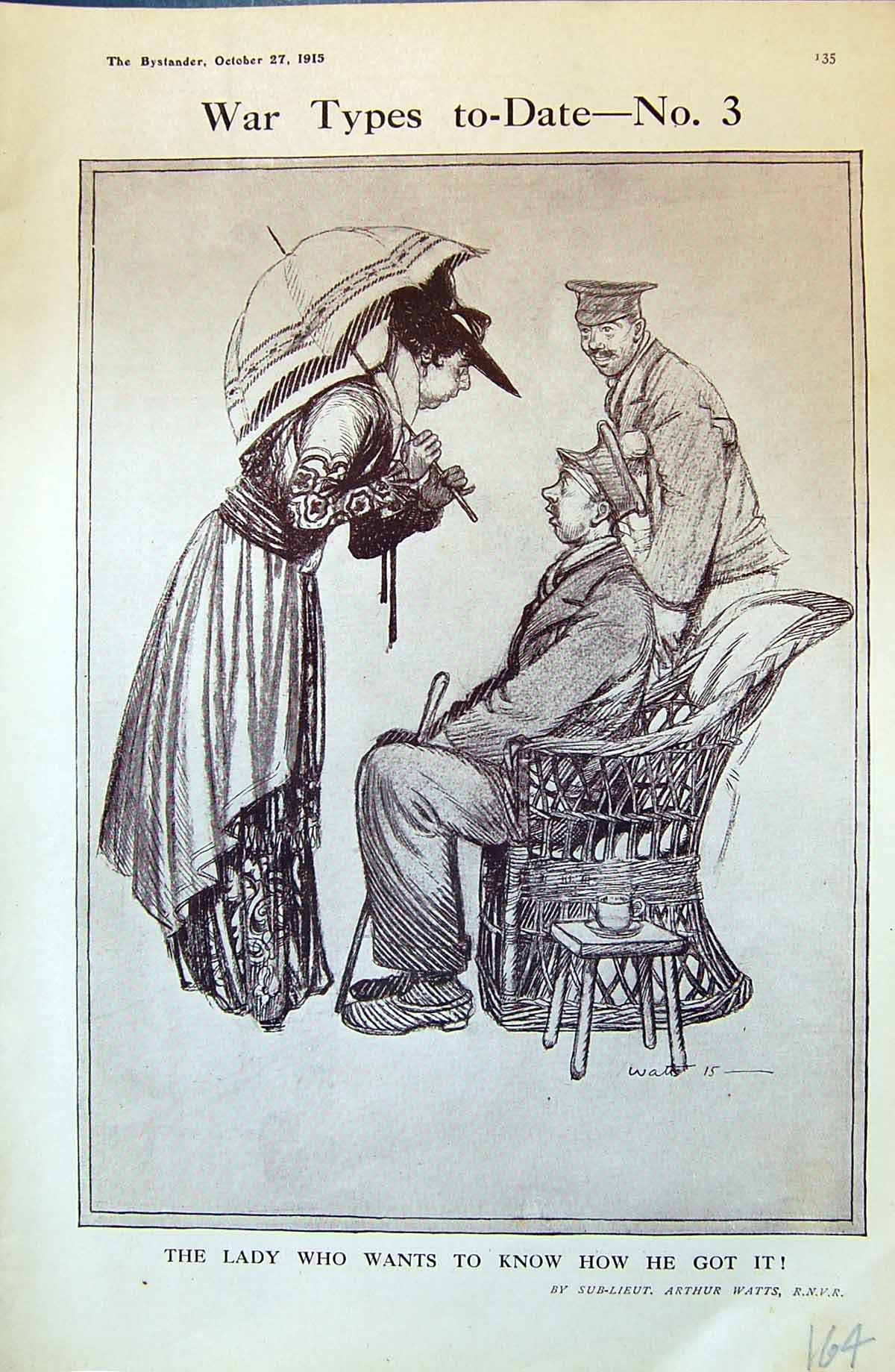 Antique Print 1915 War Sier Lady Umbrella Arthur Watts Grave Diggers Cor 20th