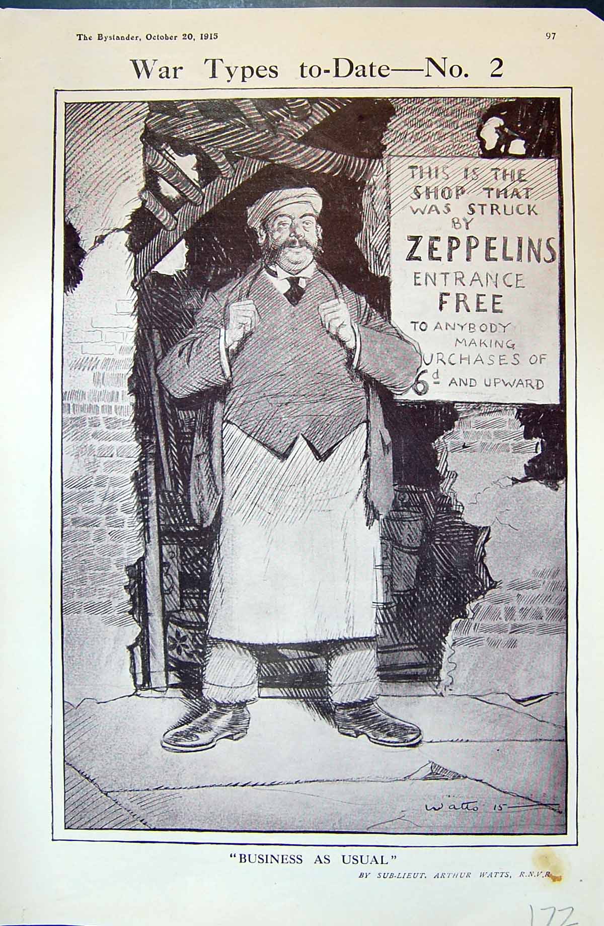Old 1915 Shop Keeper War Struck Zeppelins Men Meeting Teutons Berne 20th